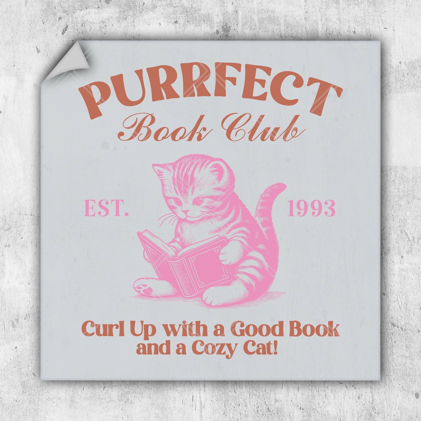 a sign with a cat reading a book