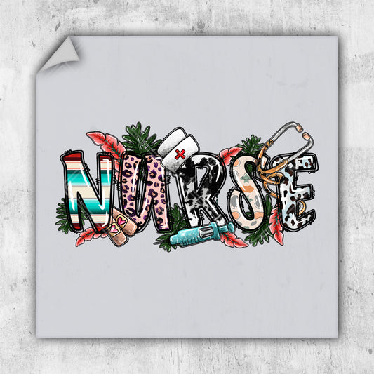 a drawing of the word nurse written in colorful letters