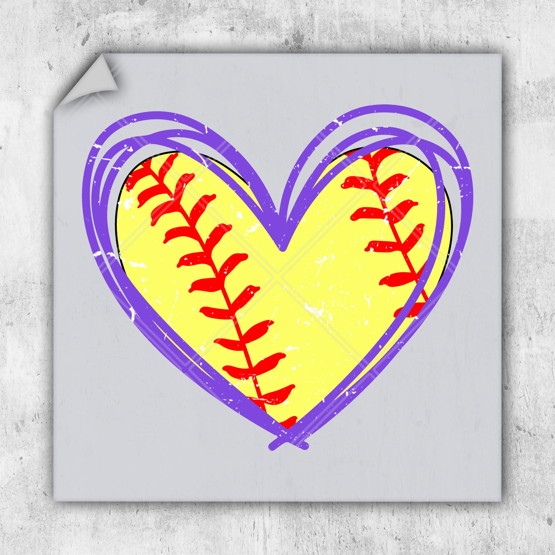 a drawing of a heart with a baseball inside