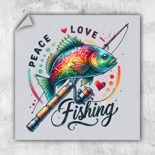 a colorful fish with a fishing rod on it