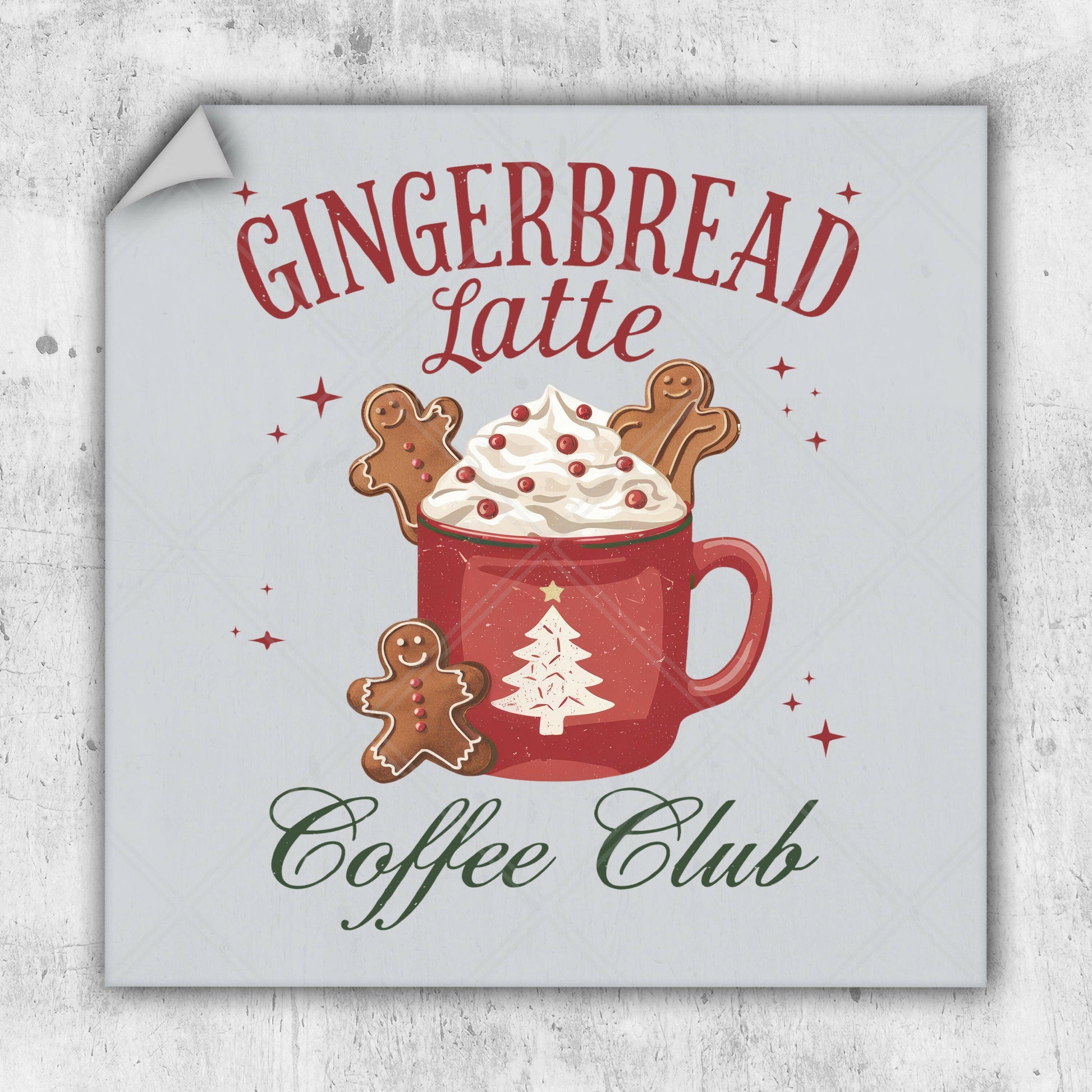 Gingerbread Latte Coffee Club - DTF Transfer - Ready To Press - Christmas DTF Transfers.