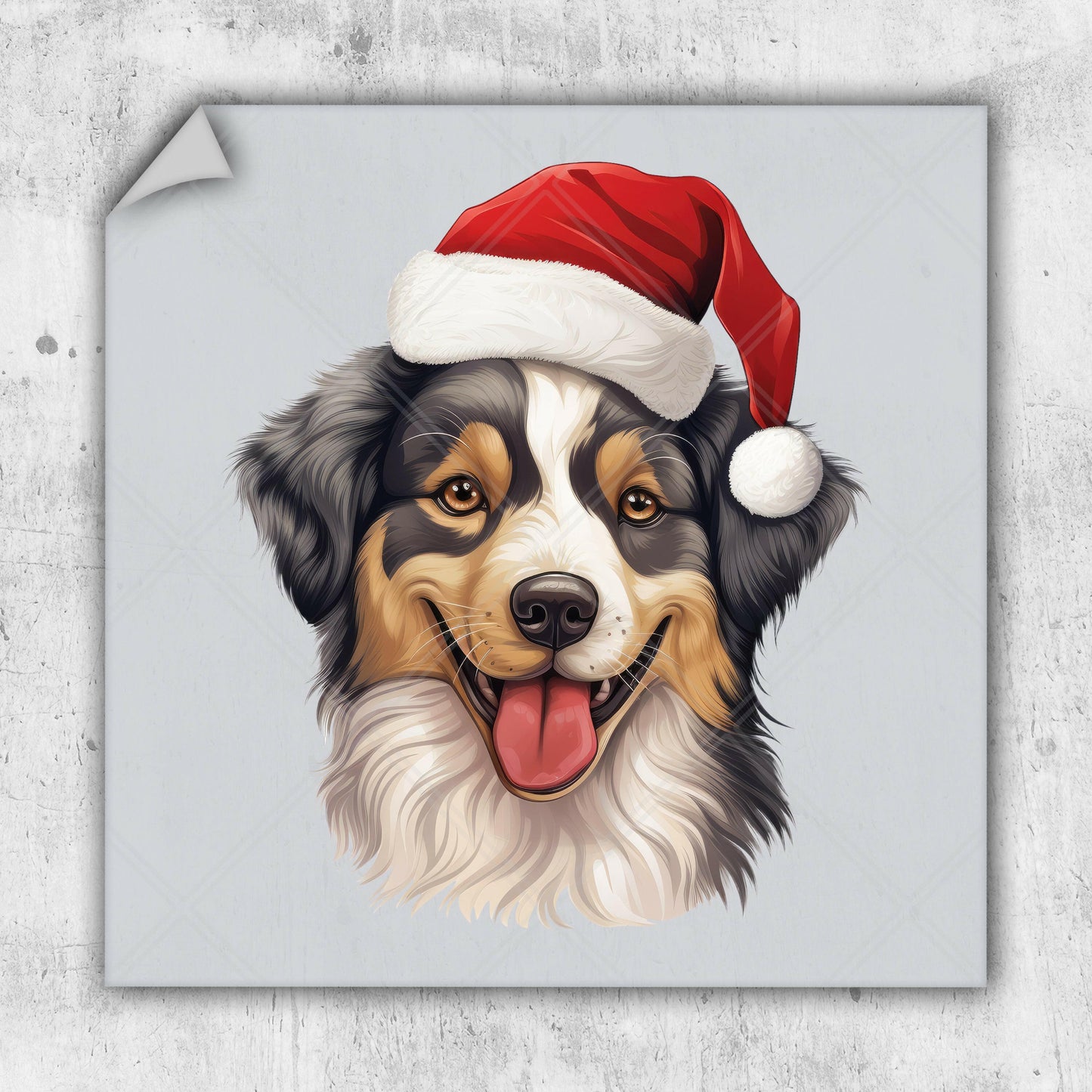 a picture of a dog wearing a santa hat