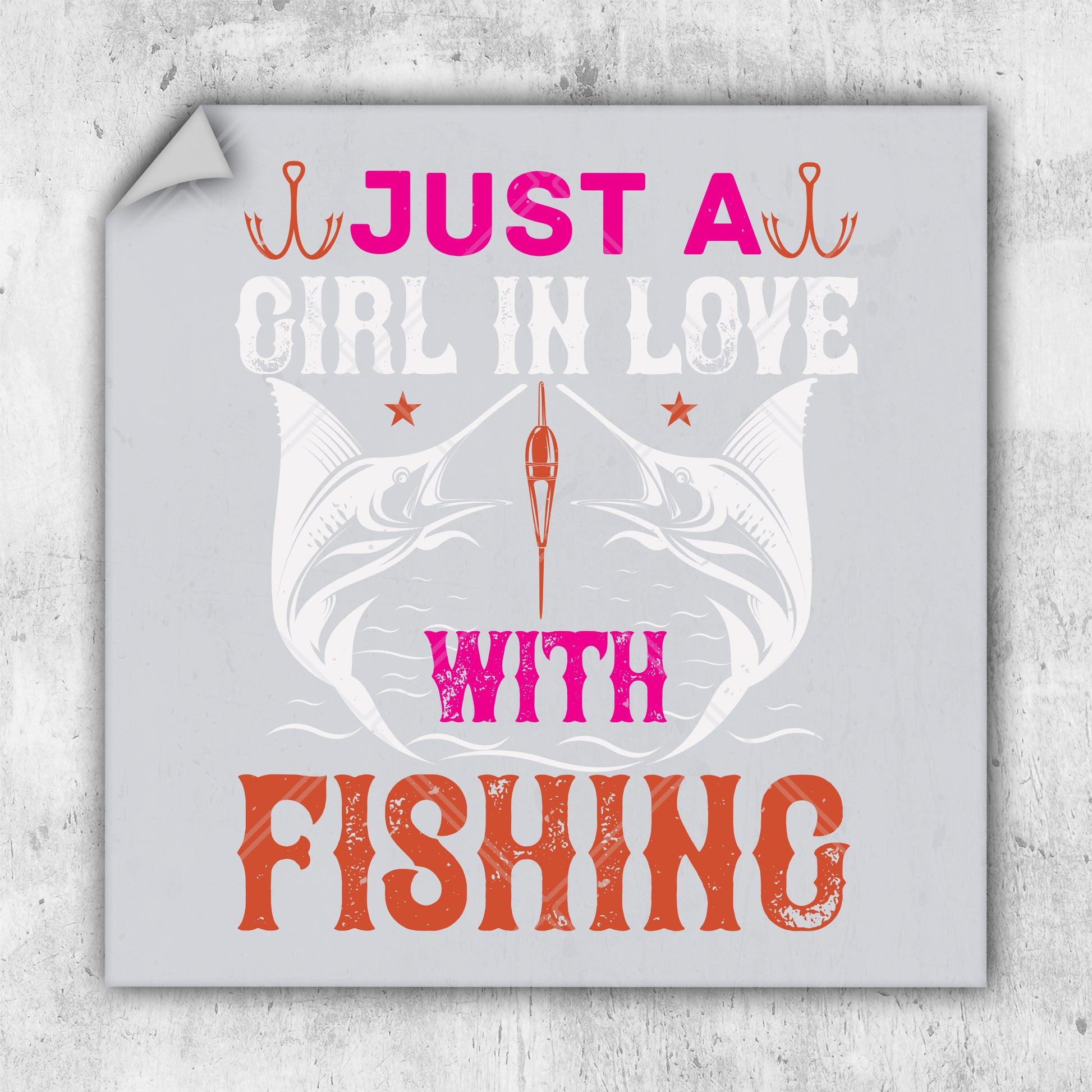 a sticker that says just a girl in love with fishing