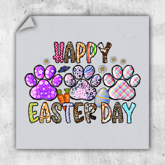 a picture of a happy easter card with a dog's paw print