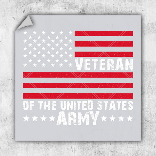 a sticker that says veteran of the united states army