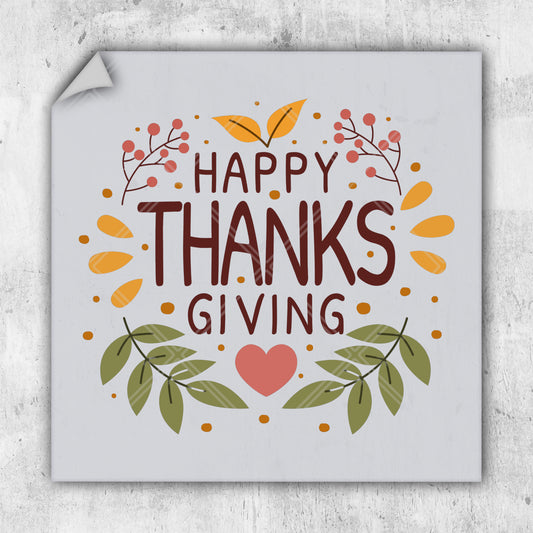 a card with the words happy thanks giving on it