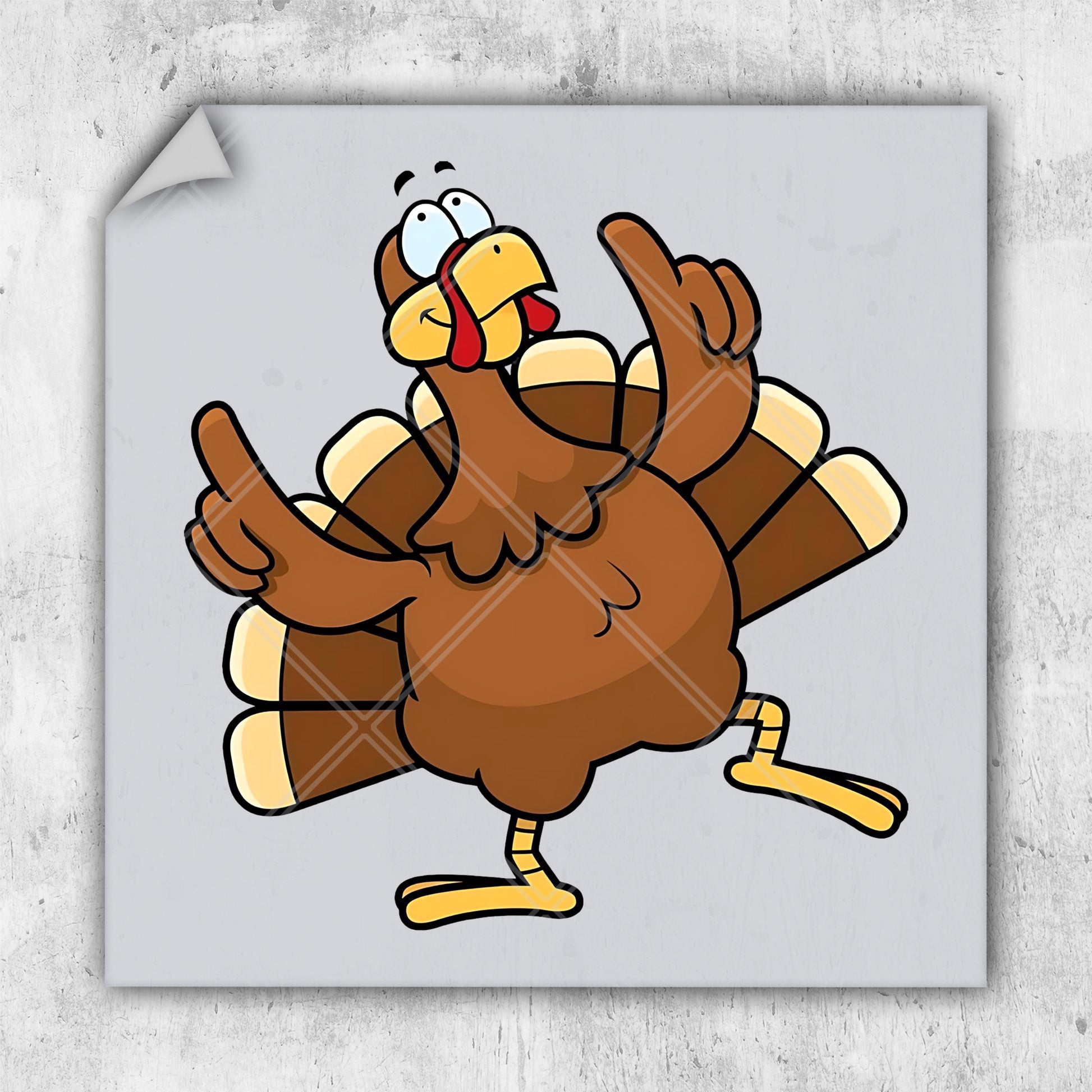 a cartoon turkey with a funny expression on it's face