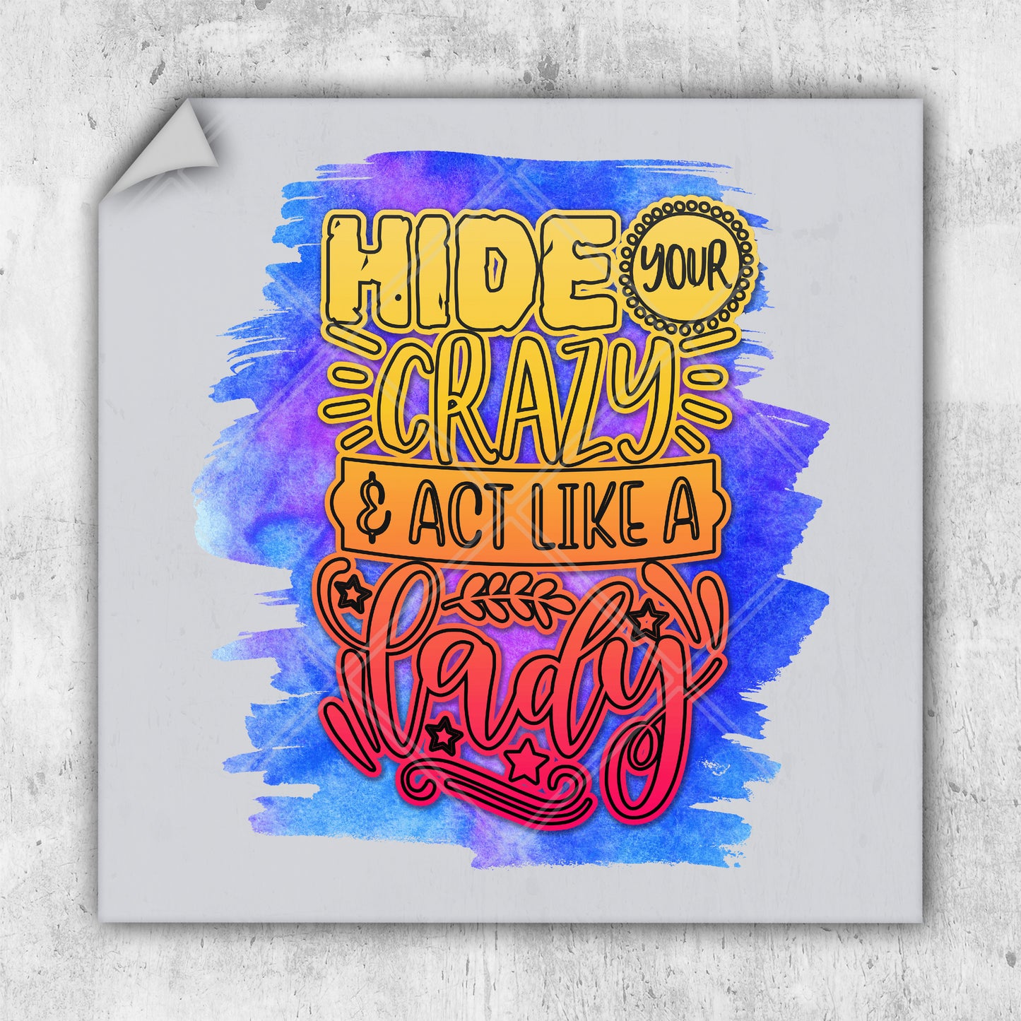 a poster with the words hide your crazy and act like a crazy lady