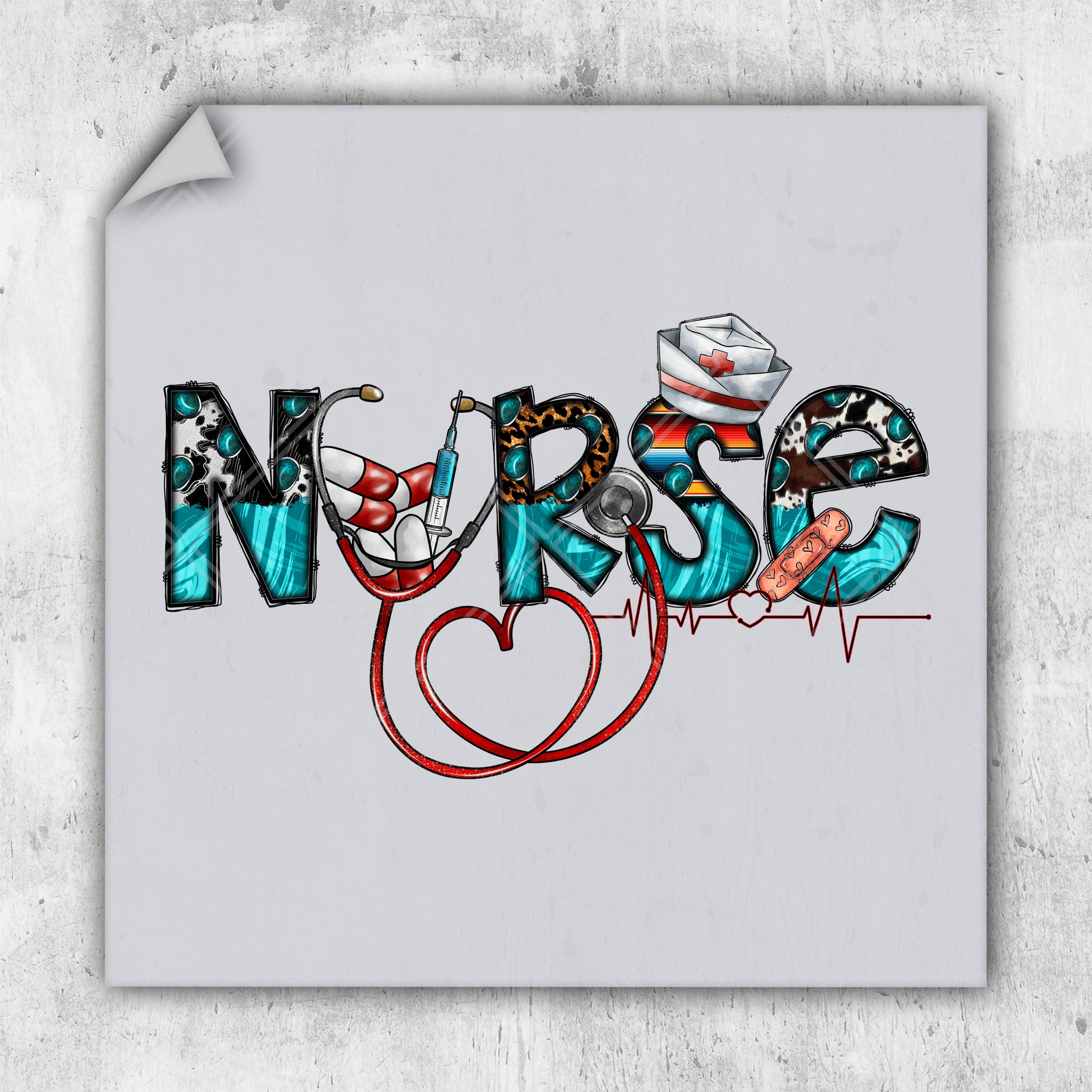 a drawing of the word nurse with a stethoscope