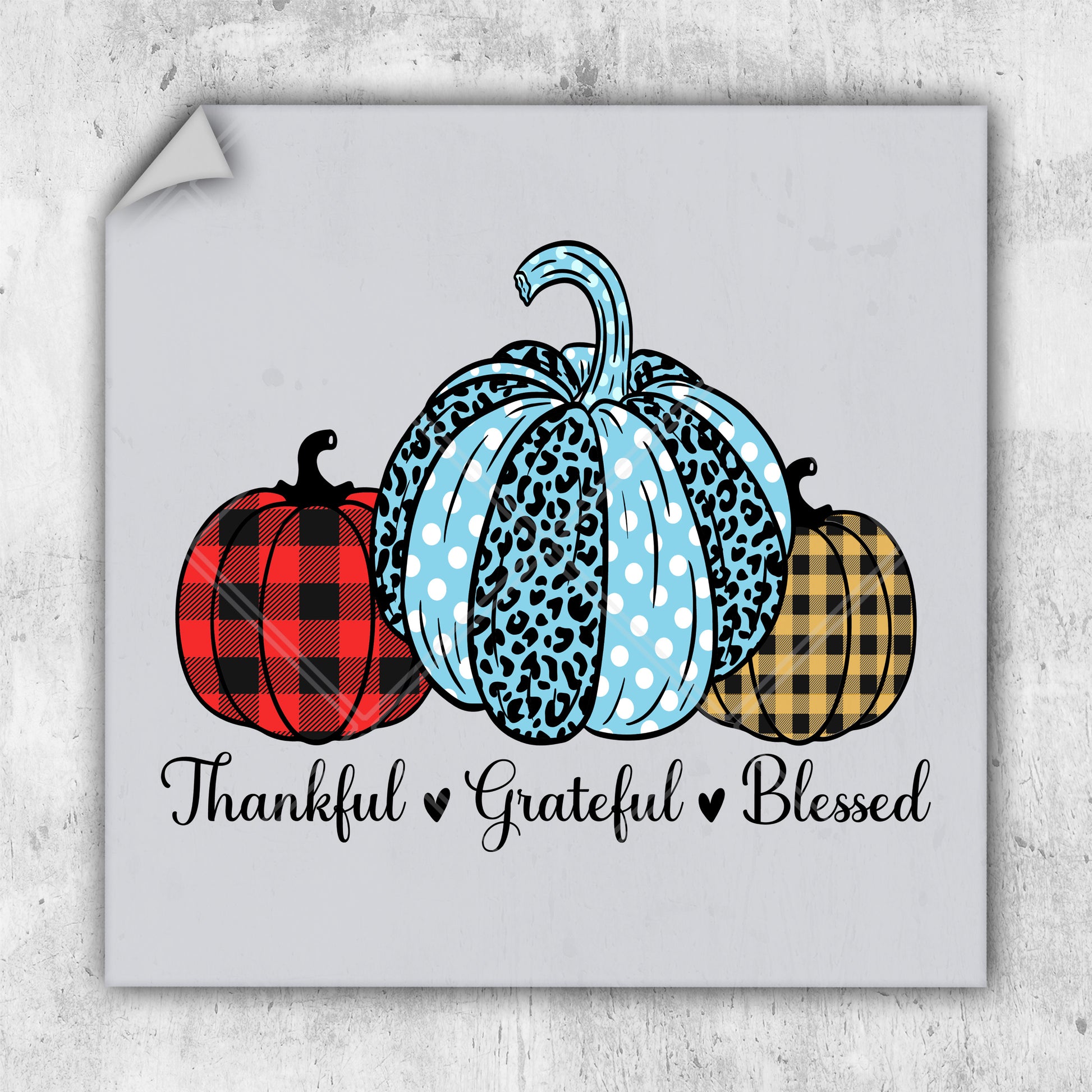 a picture of three pumpkins with the words grateful grateful