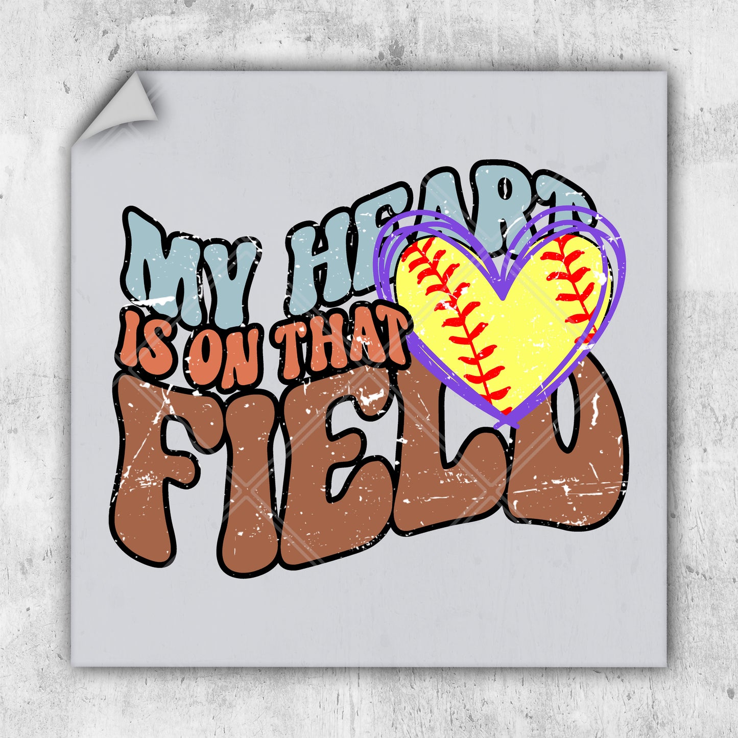 a picture of a baseball with the words my heart is on that field