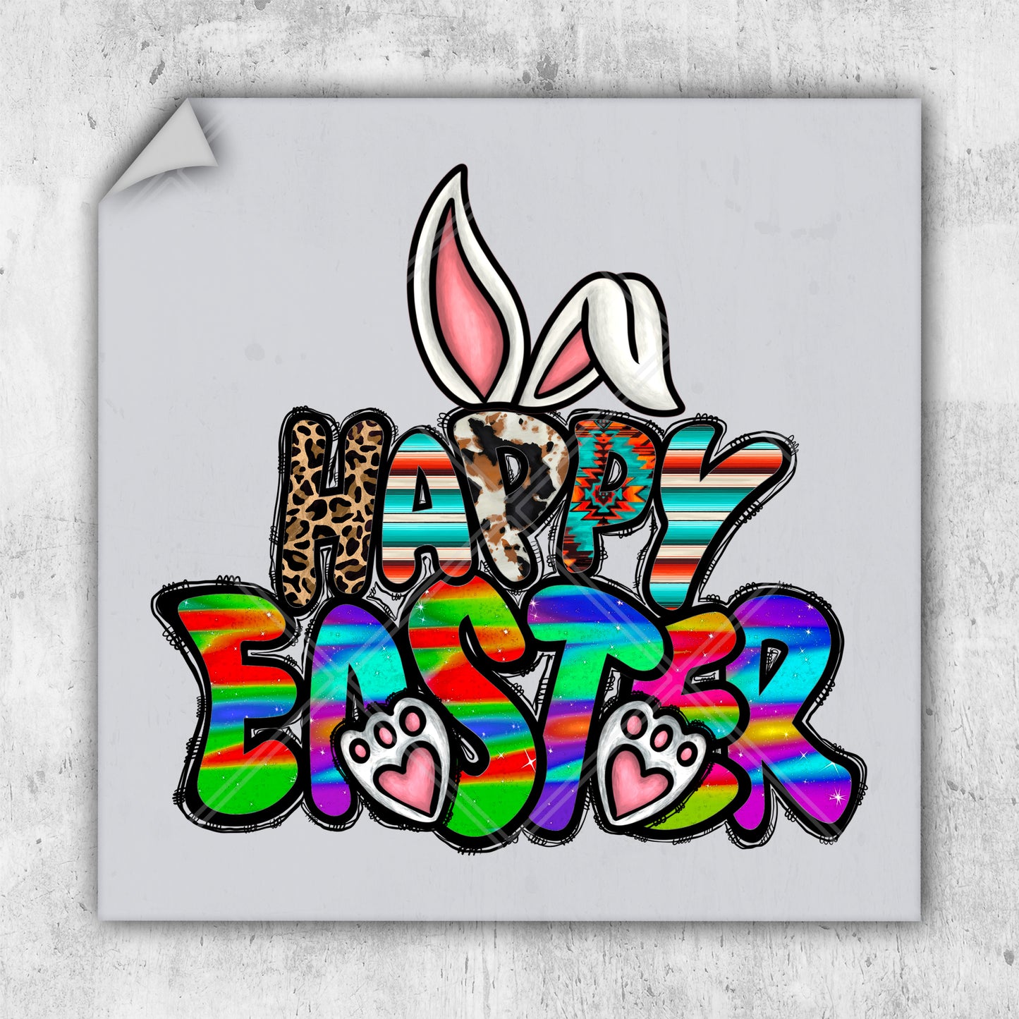 a sticker of a bunny rabbit with the word love on it