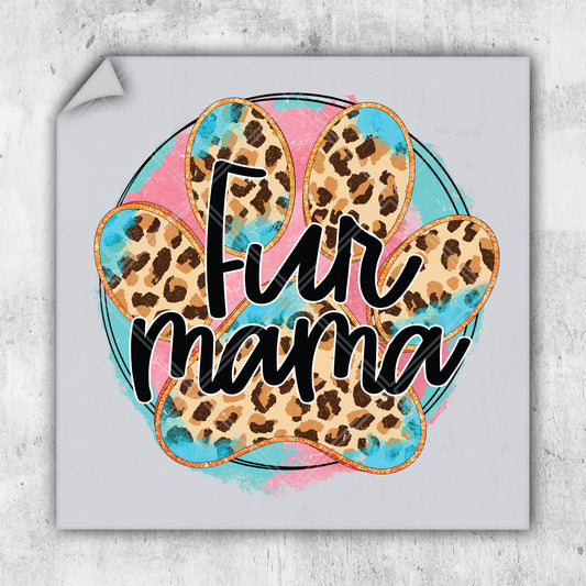 a sticker with the words fur mama on it