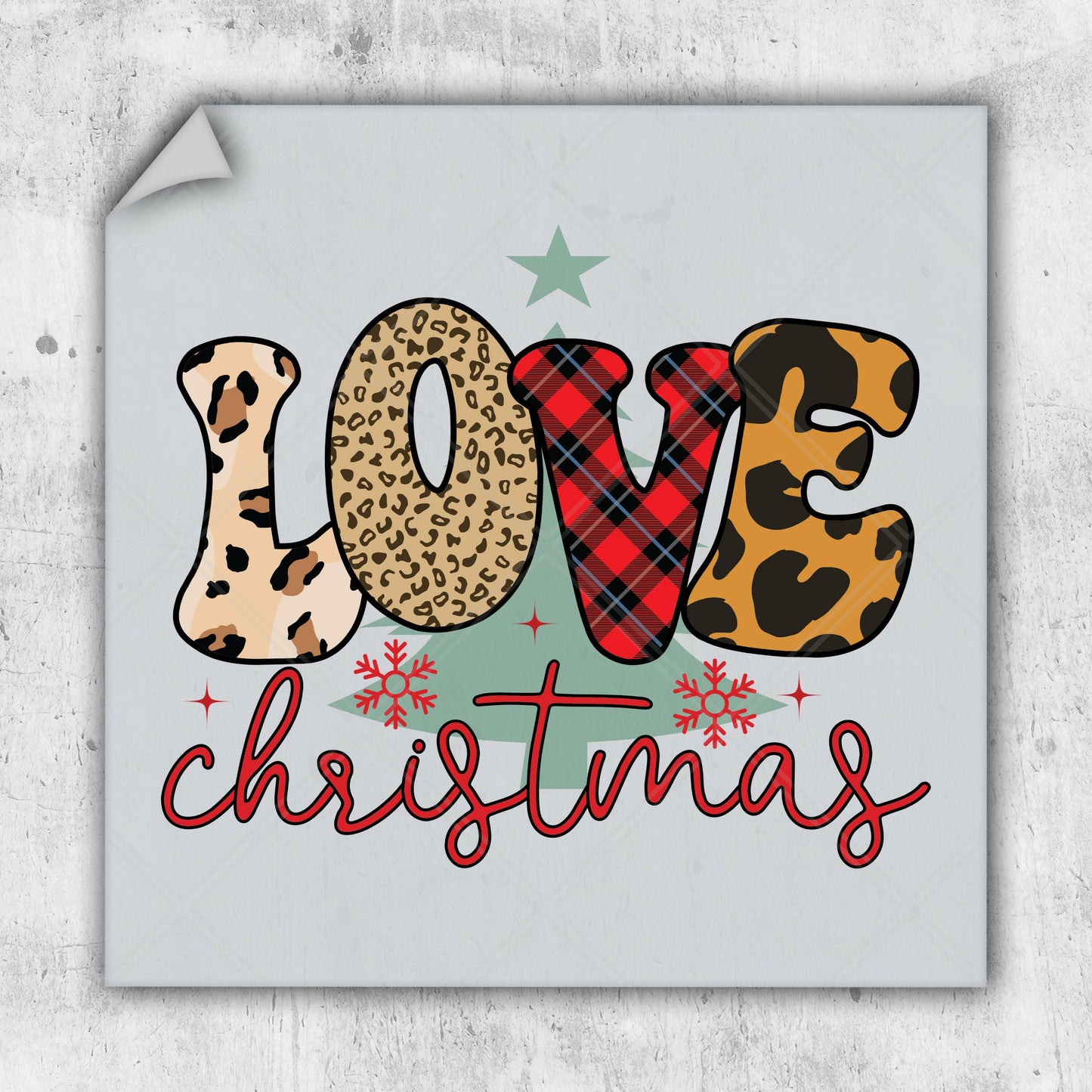 a christmas card with the words love and leopard print