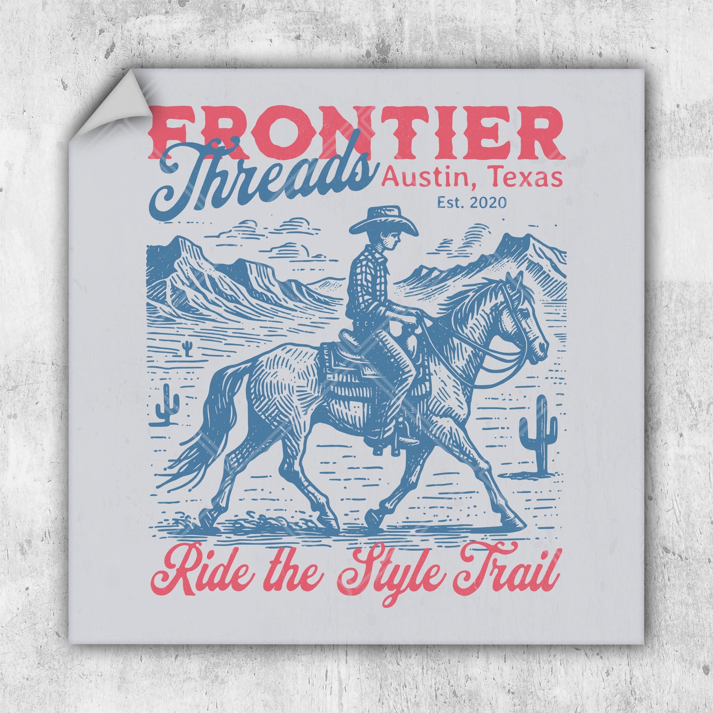 a sticker with a cowboy riding a horse