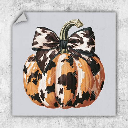 a painting of a pumpkin with a bow on it