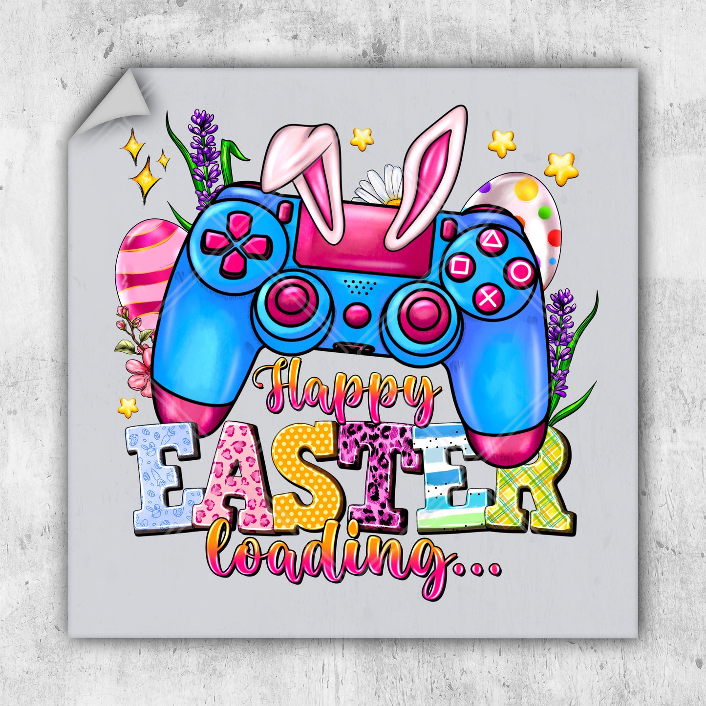 a happy easter card with a video game controller