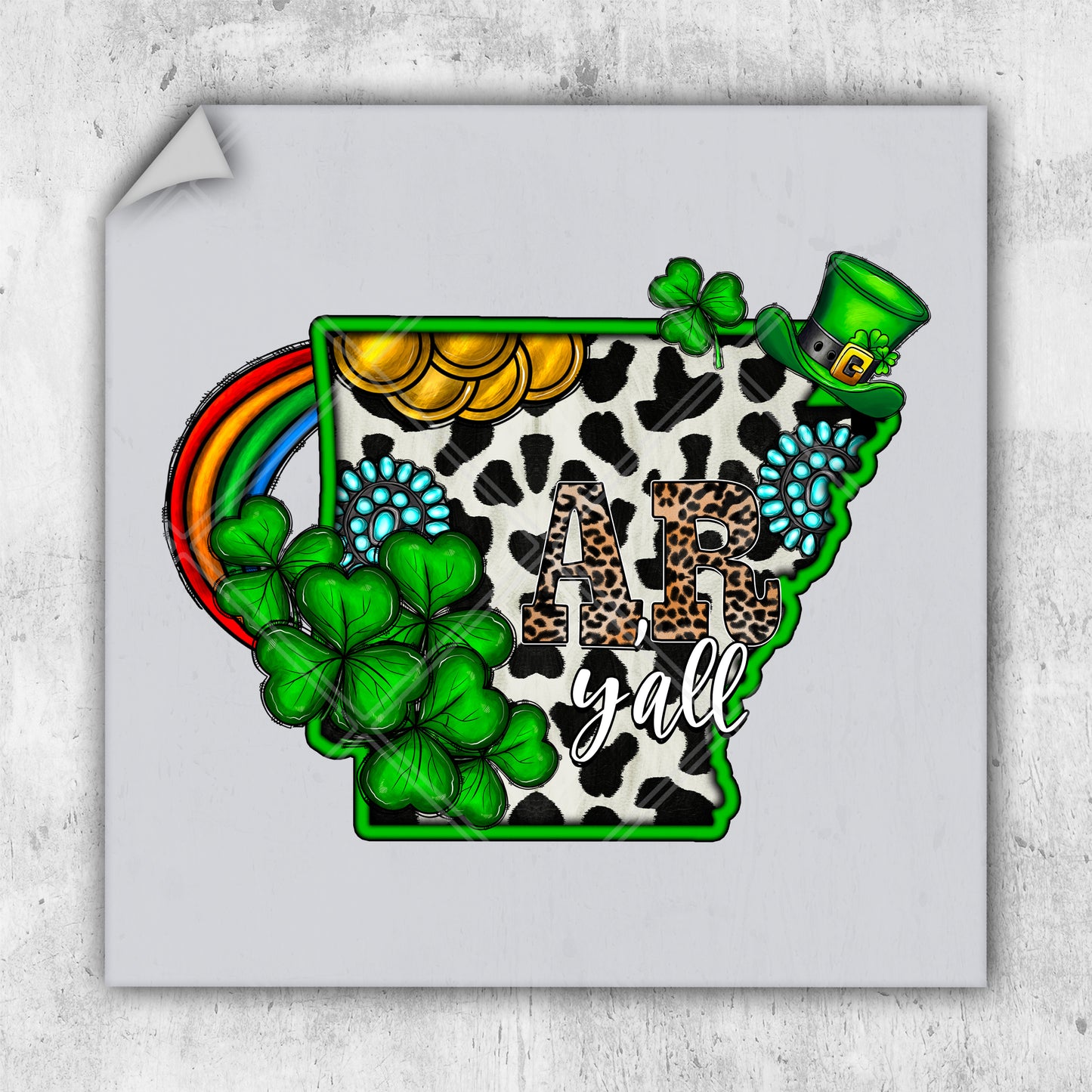 a st patrick's day card with shamrocks and a pot of gold