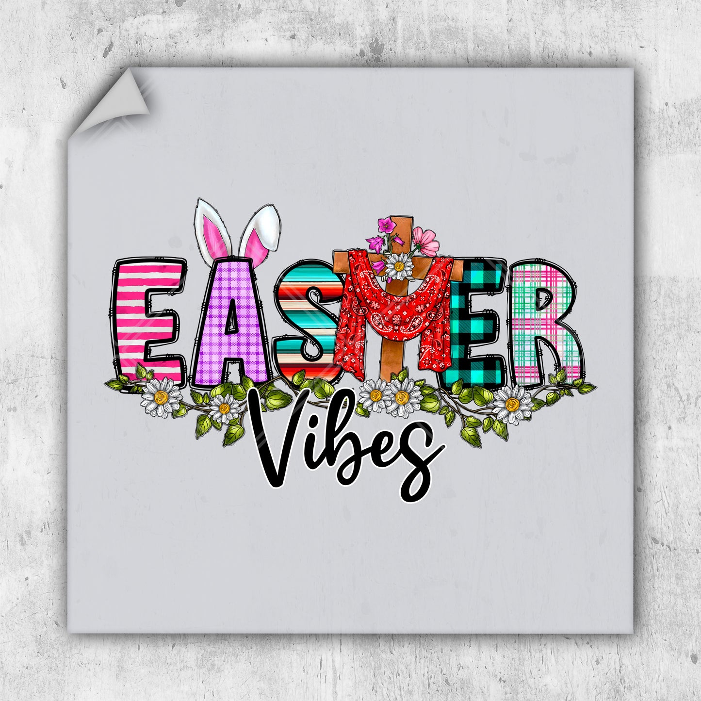 a picture of the word easter vibes on a white background